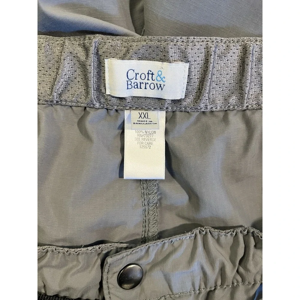 Croft & Barrow Mens XXL Gray Nylon Cargo Hiking Shorts Belted Quick Dry Outdoor